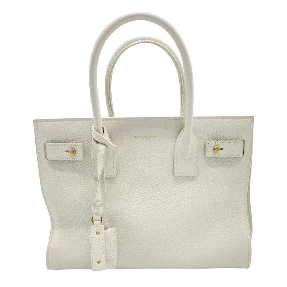 Saint Laurent 2way Shoulder Bag Sac de Jour Leather Ivory White